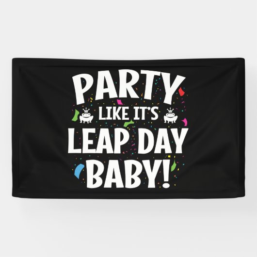 うるう年の誕生日パーティーうるう日ベビー2月29日 横断幕 (横)