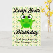 うるう年の誕生日、かわいいカエル カード (黄色い花)
