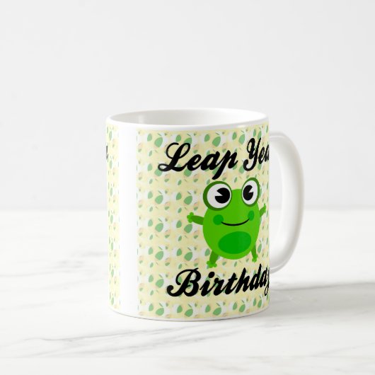 うるう年の誕生日、かわいいカエル コーヒーマグカップ (正面右)