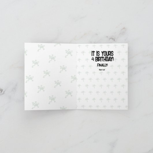 うるう年の2月29日生まれのカエルさん 現代風 カード (内部)