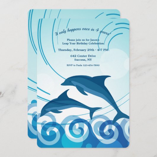 うるう年イルカ 招待状 (正面/裏面)