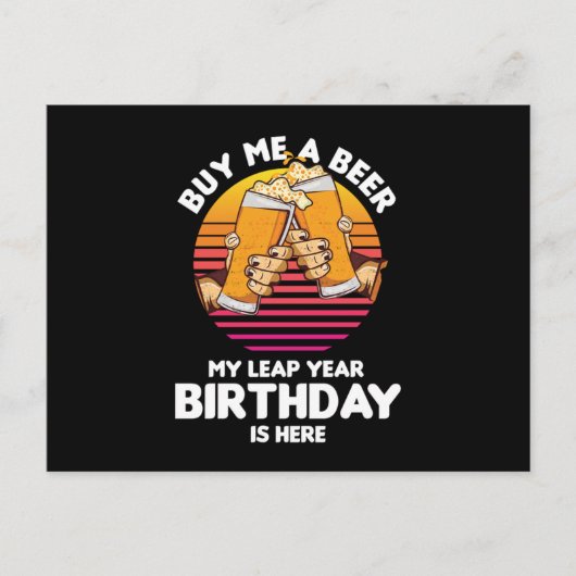 うるう年ビール飲み跳び職人誕生日 ポストカード (正面)