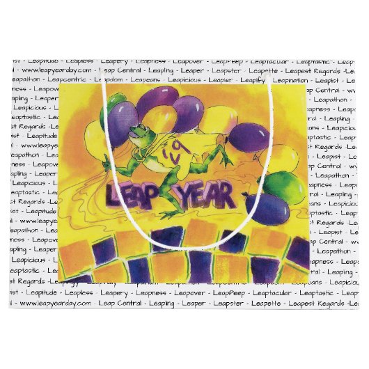 うるう年日の誕生日のギフトバッグ ラージペーパーバッグ (正面)