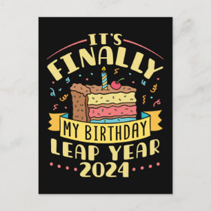 うるう年誕生日2024やっと私の誕生日 シーズンポストカード