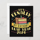 うるう年誕生日2024やっと私の誕生日 シーズンポストカード (正面/裏面)