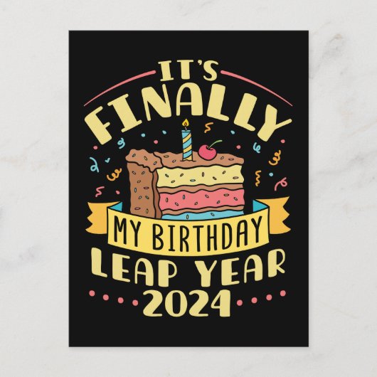 うるう年誕生日2024やっと私の誕生日 シーズンポストカード (正面)