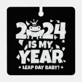うるう日リーパー2024は私の年2月29日誕生日 メタルオーナメント (正面)