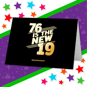 うるう日76歳の誕生日パーティー 新うるう年2月29日 箔グリーティングカード