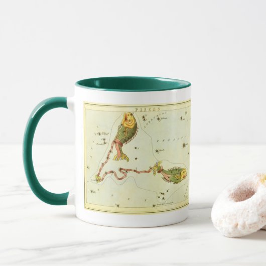 うるがの鏡、魚座のヴィンテージ星座図 マグカップ (ドーナツ)