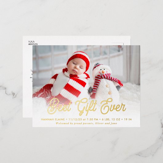 うれしいお祝い誕生発表 箔シーズンポストカード (正面/裏面)