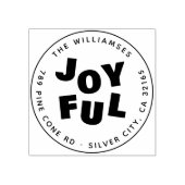 うれしいかわいいモダンラウンドクリスマス家族の住所 ラバースタンプ (インプリント)