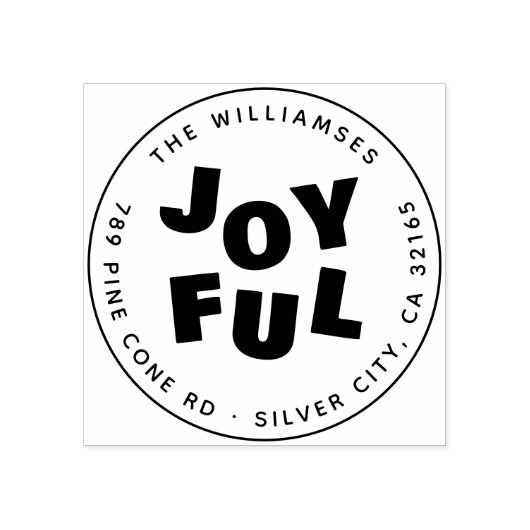 うれしいかわいいモダンラウンドクリスマス家族の住所 ラバースタンプ (インプリント)