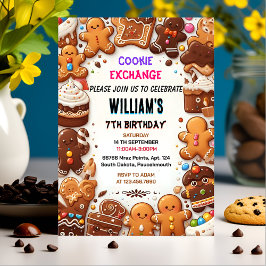 うれしいかわいい食べ物キッズクッキー交換7誕生日 招待状
