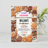 うれしいかわいい食べ物キッズクッキー交換7誕生日 招待状 (スタンド正面)