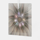 うれしい花の抽象芸術ベージュブラウンフローラフラクタル ガラスオーナメント (正面左)