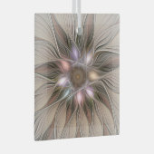 うれしい花の抽象芸術ベージュブラウンフローラフラクタル ガラスオーナメント (正面右)
