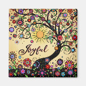 うれしお洒落いカラフルトレンディーのインスパイア木 マグネット (正面)