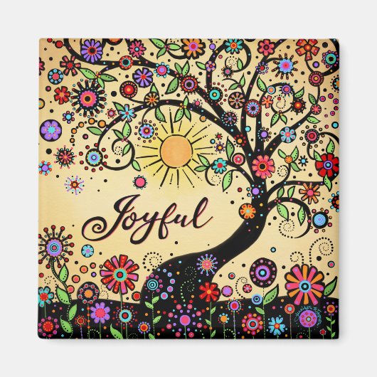 うれしお洒落いカラフルトレンディーのインスパイア木 マグネット (正面)