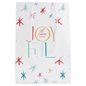 うれしお洒落いスターモダンカラフルパーソナライズされた ミディアムペーパーバッグ (裏面)