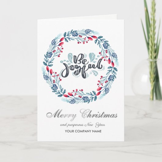 うれしくてリースが楽しいクリスマス企業の シーズンカード (正面)