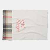 うれしく&明るい居心地の良いウィンタープレイドホリデー キッチンタオル (横)