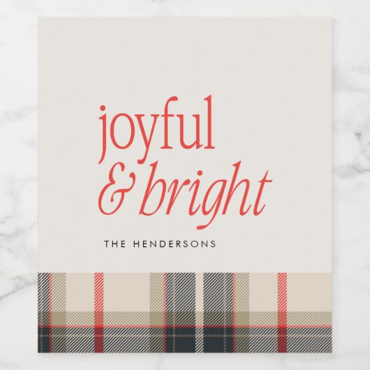 うれしく&明るい居心地の良いウィンタープレイドホリデー ワインラベル (シングルラベル)