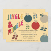 うれしそうなおもしろいカラフルオーナメントギフトホリデー 招待状 (正面/裏面)