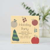 うれしそうなおもしろいカラフルオーナメントギフトホリデー 招待状 (スタンド正面)