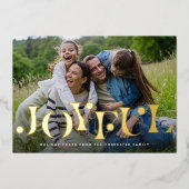 うれしそうなおもしろいタイプのクリスマスワンフォト 箔シーズンカード (正面)