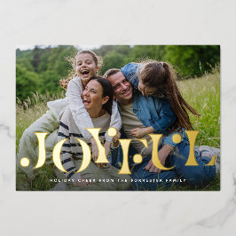 うれしそうなおもしろいタイプのクリスマスワンフォト 箔シーズンカード