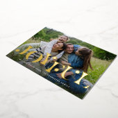 うれしそうなおもしろいタイプのクリスマスワンフォト 箔シーズンカード (回転した状態)