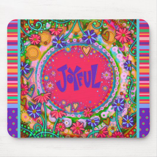 うれしそうなおもしろいモダンスストライプクリスマス マウスパッド (正面)