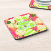 うれしそうなお祝いデザイン:今日は私の誕生日 コースター (左側)