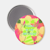 うれしそうなお祝いデザイン：今日は私の誕生日 マグネット (正面/裏面)