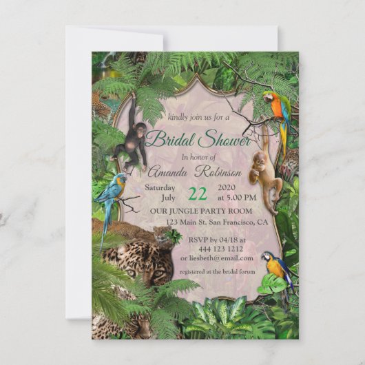 うれしそうなアフリカンジャングル招待状 招待状 (正面)