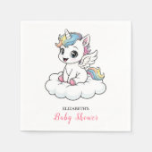 うれしそうなウィムジーのユニコーンの赤ちゃんシャワー スタンダードカクテルナプキン (正面)