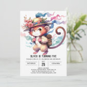 うれしそうなオンラインモンキー誕生日 招待状 (スタンド正面)