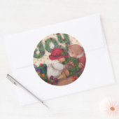 うれしそうなクマがクリスマスリース ラウンドシール (封筒)