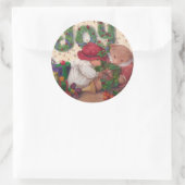 うれしそうなクマがクリスマスリース ラウンドシール (バッグ)