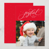 うれしそうなクラシッククリスマスフォトレッドホリデーカード シーズンカード (正面/裏面)