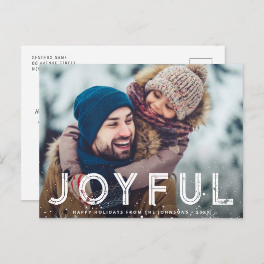 うれしそうなクリスマスの都市レタリングのホリデーカード ポストカード (正面/裏面)