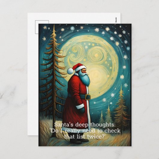 うれしそうなクリスマスサンタおもしろい引用文 シーズンポストカード (正面/裏面)