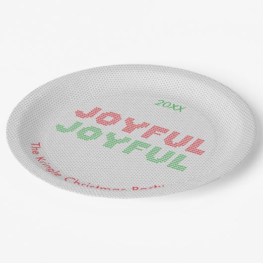 うれしそうなクリスマスセータータイポグラフィ ペーパープレート (アングル)