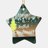 うれしそうなクリスマスツリーズブラウン&グリーンオーナメント セラミックオーナメント (左)