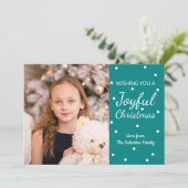 うれしそうなクリスマスティール（緑がかった色）4休日フォトカード シーズンカード (スタンド正面)