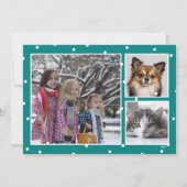 うれしそうなクリスマスティール（緑がかった色）4休日フォトカード シーズンカード (裏面)