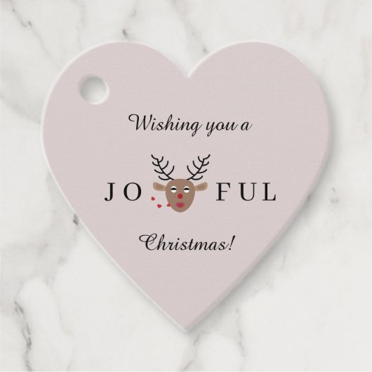 うれしそうなクリスマストナカイキス赤面ホリデーギフト フェイバータグ (正面)