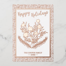 うれしそうなクリスマス冬のフローラグリッター 箔シーズンカード