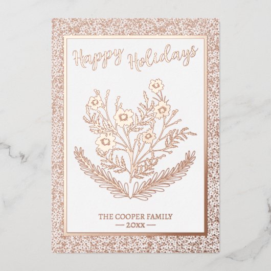 うれしそうなクリスマス冬のフローラグリッター 箔シーズンカード (正面)