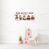 うれしそうなクリスマス動物フェスティバルキッズ誕生日歓迎 横断幕 (インサイチュ)